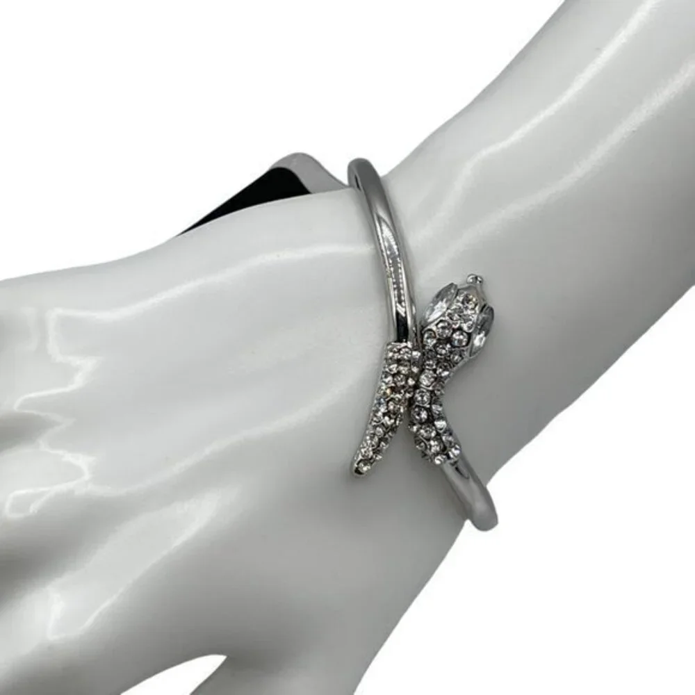 g by Gennaro Silver Diamond Snake Bangle Bracelet